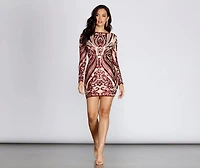 Slay Sequins Damask Mini Dress