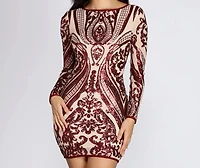 Slay Sequins Damask Mini Dress