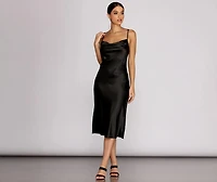 Nights Satin Flare Midi Dress