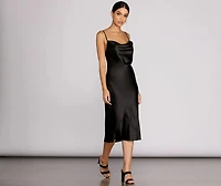 Nights Satin Flare Midi Dress