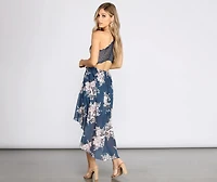 Floral Chiffon High Low Dress