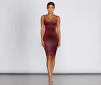 Sweetheart Velvet Glitter Midi Dress