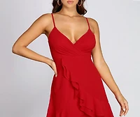 Buy Me Roses Ruffled Chiffon Mini Dress