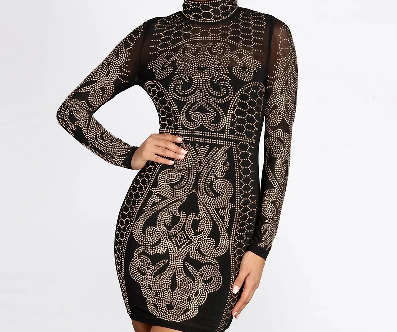 Make An Entrance Heat Stones Mini Dress