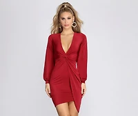Let It V Long Sleeve Mini Dress