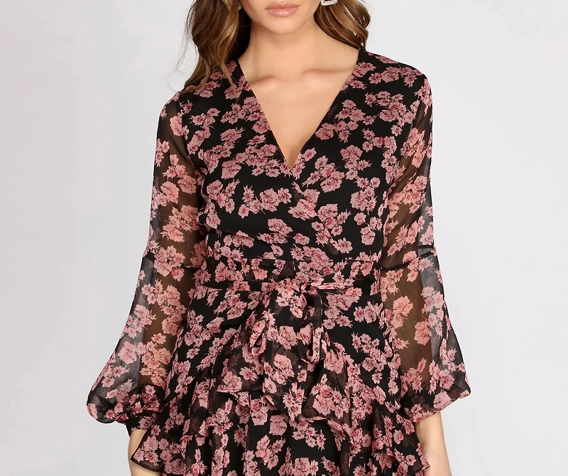 Flirty Floral Chiffon Skater Dress