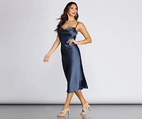 Nights Satin Flare Midi Dress