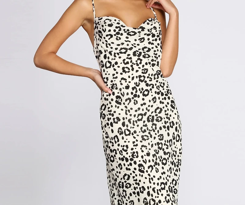 Fierce Leopard Sleeveless Midi Dress