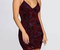 Love Struck Flocked Velvet Mini Dress