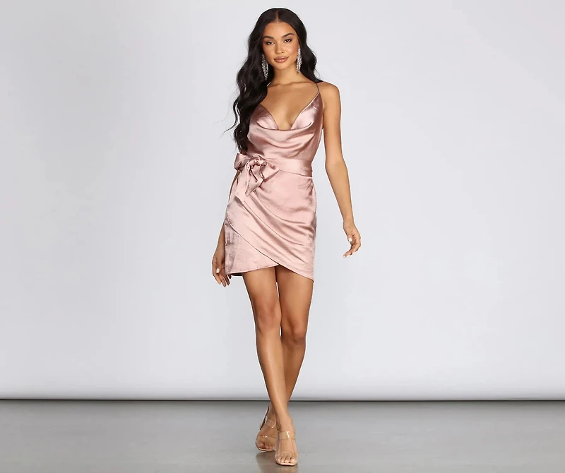 Wrapped Satin Mini Dress