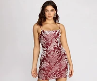 Burnout Out Flocked Floral Mini Dress