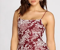 Burnout Out Flocked Floral Mini Dress