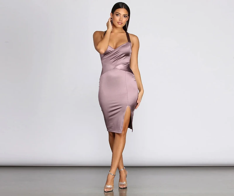 Stun Satin Midi Dress