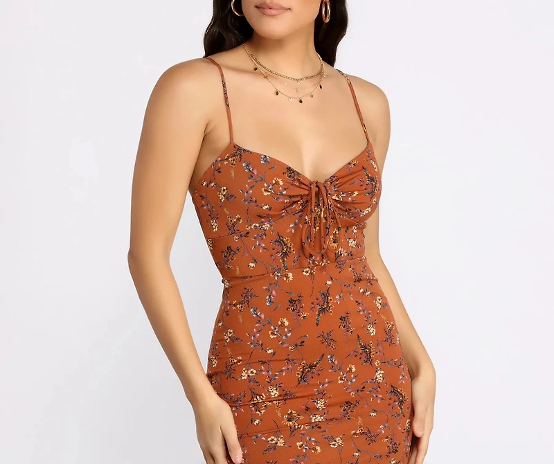 Dreamy Florals Tie Front Mini Dress