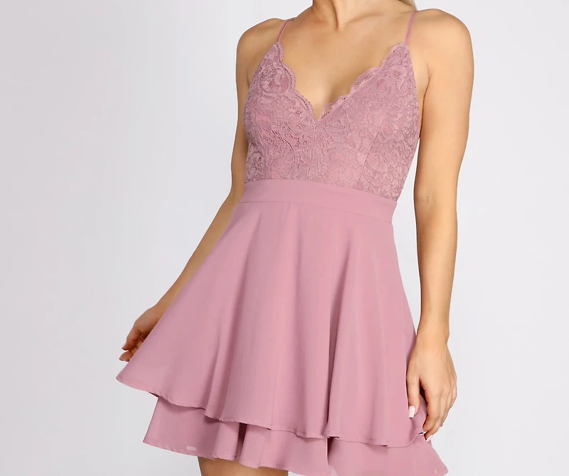 Lady Lace Double Layer Skater Dress
