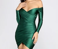 Satin Sweetheart Ruched Mini Dress