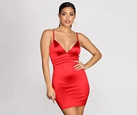 So Sultry Satin Mini Dress