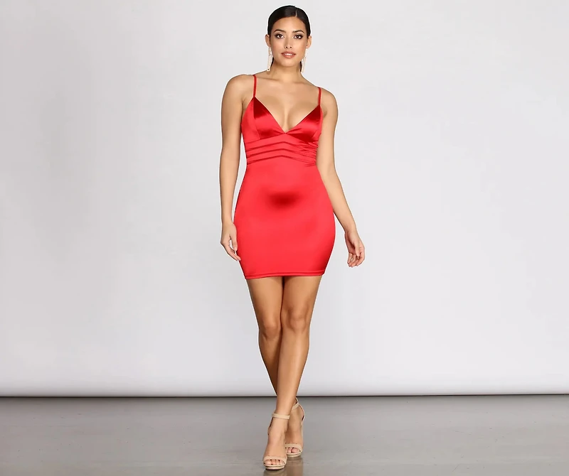 So Sultry Satin Mini Dress