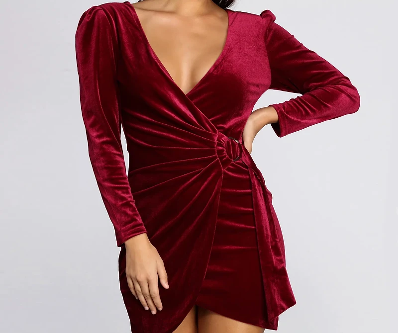 Wrapped Luxe Velvet Mini Dress