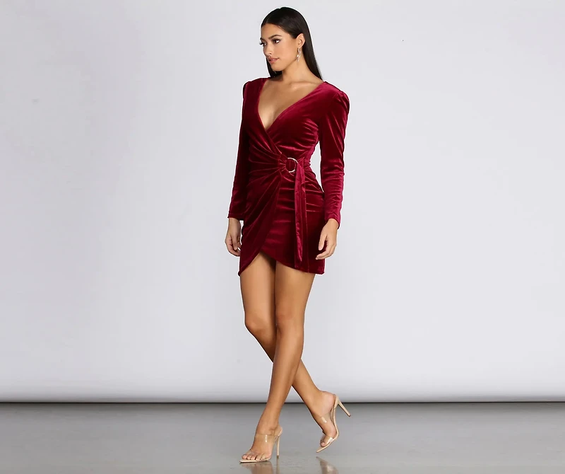Wrapped Luxe Velvet Mini Dress
