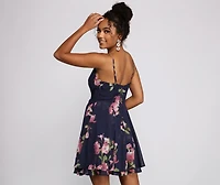 Sweet Moments Floral Chiffon Skater Dress