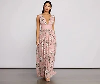 Floral Beauty Sleeveless Chiffon Maxi Dress