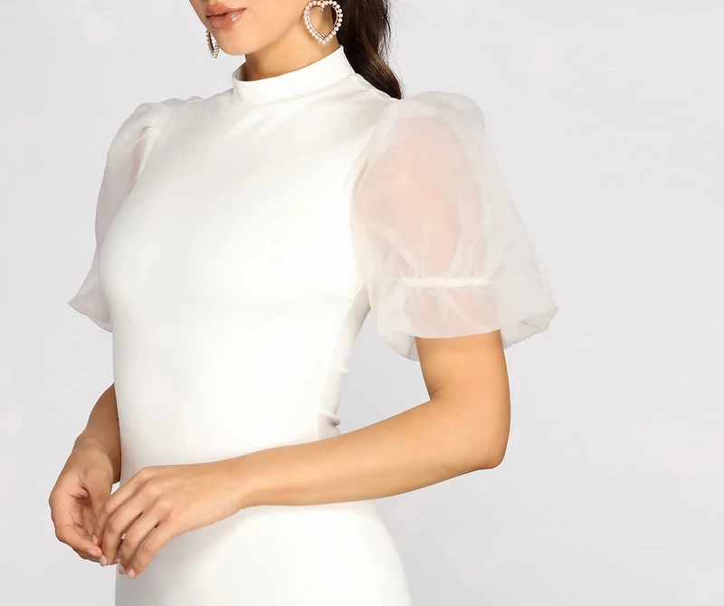 Organza Puff Sleeve Mini Dress