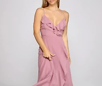 Frilly Romance Ruffled Chiffon High Low Dress