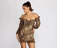 Leopard Love Lace Up Front Mini Dress