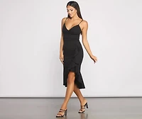 Bring the Flair Crepe Ruffled Dress