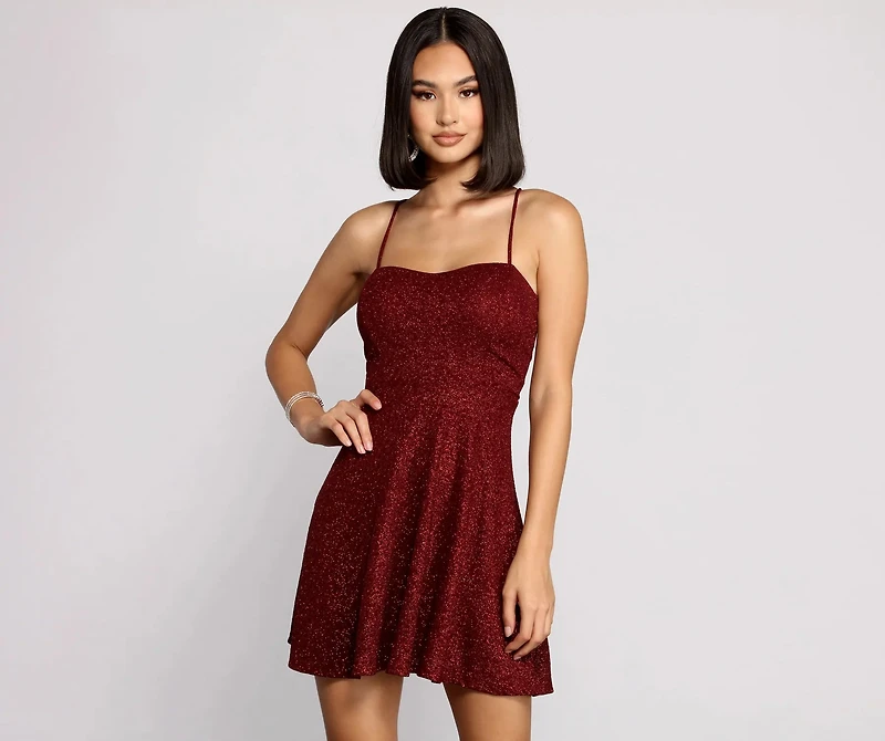 Dazzle and Glow Glitter Rhinestone Sweetheart Dress