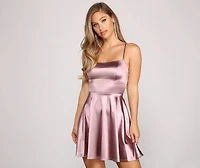 A Moment Satin Skater Dress