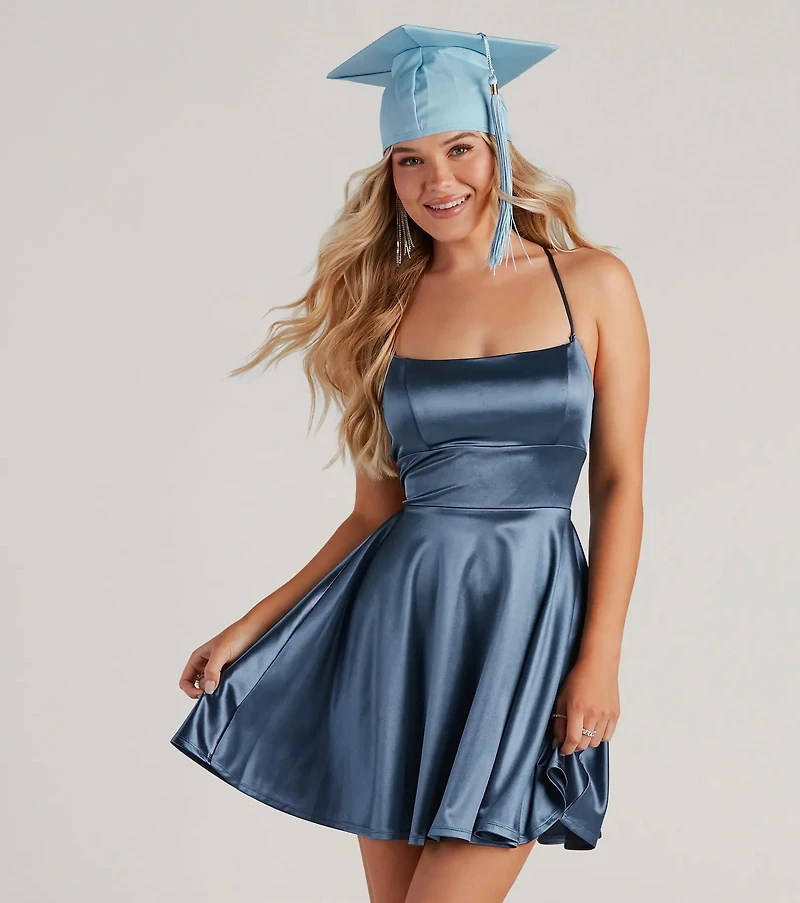 A Moment Satin Skater Dress