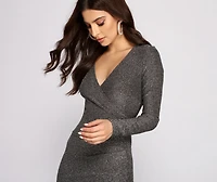 Glitter And Glam Long Sleeve Mini Dress