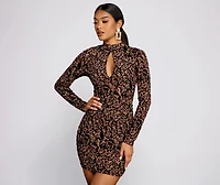 Fab Flocked Velvet Mini Dress