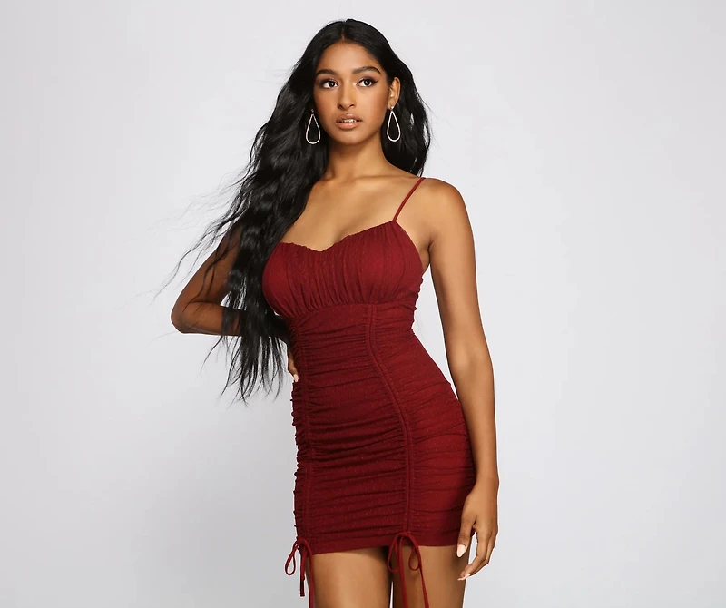 Romantic Ruched Sleeveless Mini Dress