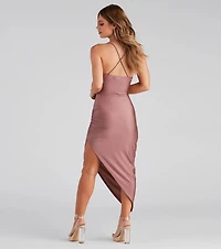 The Minimal High Slit Asymmetrical Midi Dress