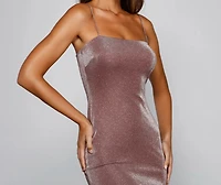 There She Glows Glitter Ruffle Hem Dress