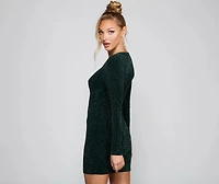 Glitzy Moment Glitter Knit Mini Dress