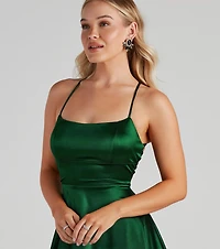 A Moment Satin Skater Dress