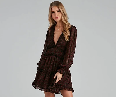 Plucking Roses Chiffon Peasant Dress