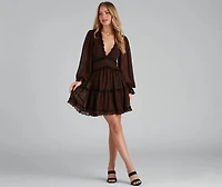 Plucking Roses Chiffon Peasant Dress