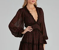 Plucking Roses Chiffon Peasant Dress