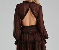 Plucking Roses Chiffon Peasant Dress