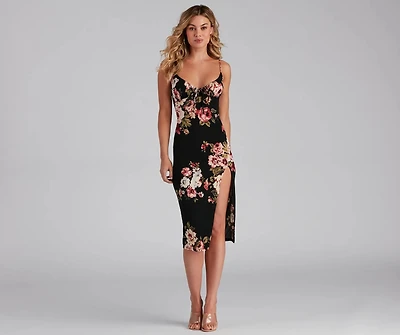 Floral Feels Scoop Neck Strappy Midi Dress