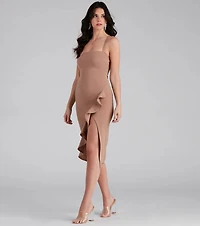 Add Some Flair Ruffle Detail Midi Dress