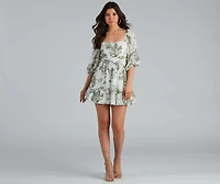 Sunday Girl Floral Chiffon Skater Dress
