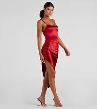 Alluring Silhouette Satin Midi Dress