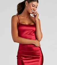Alluring Silhouette Satin Midi Dress