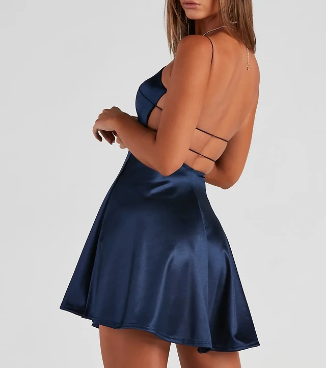 grand exit satin skater dress Stunning In Satin Skater Dress